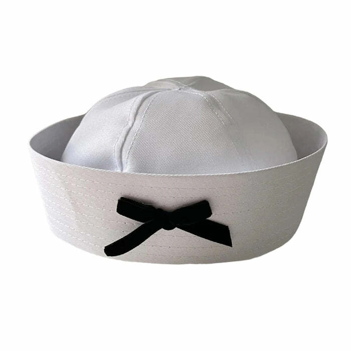 Coquette Aesthetic Bow Sailor Hat for Y2K Fashion Lovers