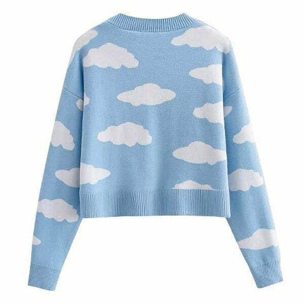 Coquette Aesthetic Clouds Knit Cropped Cardigan for Y2K Style Lovers