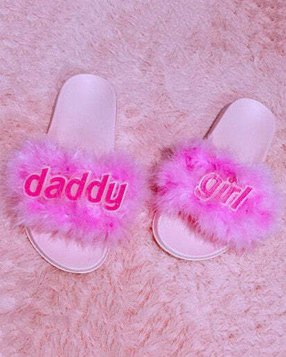 Coquette Aesthetic Daddy Girl Fur Sandals for Y2K Style Vibes