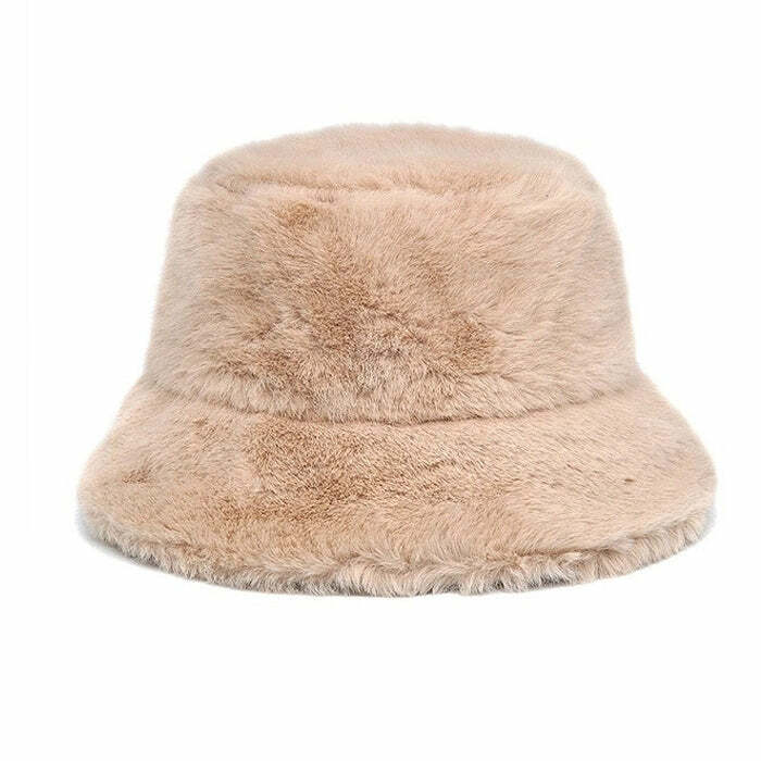 Coquette Aesthetic Fluffy Bucket Hat for Y2K Fashion Lovers