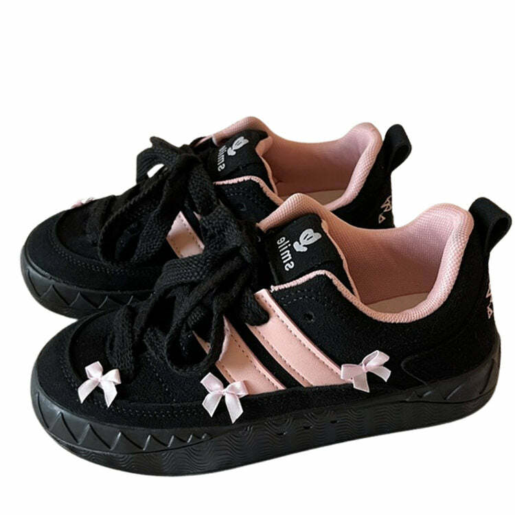 Coquette Aesthetic Pink Bow Sneakers for Y2K Fashion Lovers