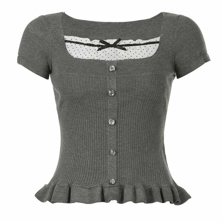 Coquette Aesthetic Ribbed Top for Y2K Style and Cute Outfits