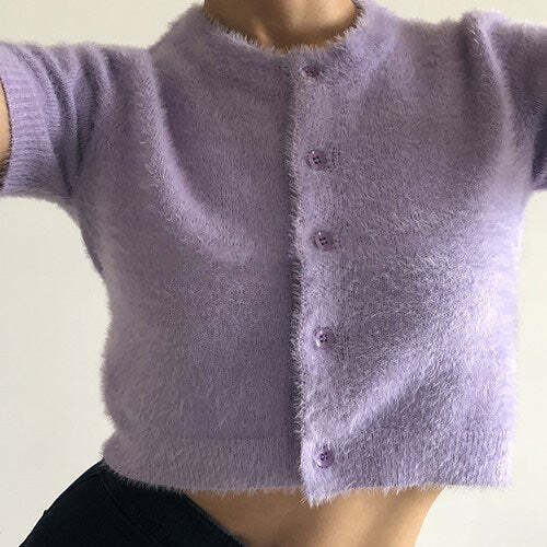 Coquette Aesthetic Self Made Fuzzy Top for Y2K Style Outfits