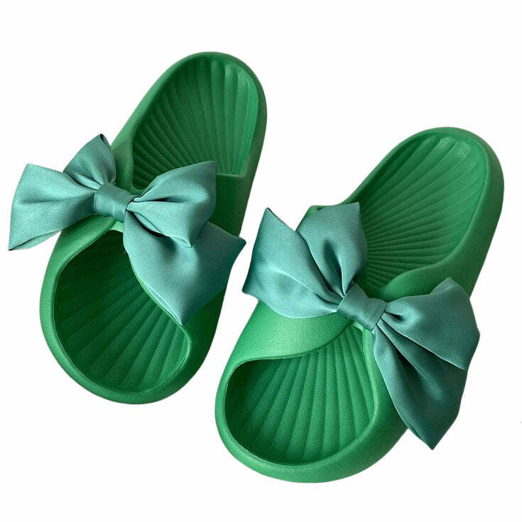 Coquette Aesthetic Soft Girl Bow Foam Street Slippers for Y2K Style