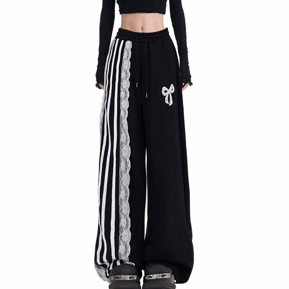 Coquette Aesthetic Striped Pants for Y2K Fashion Lovers