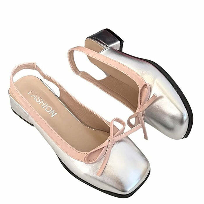 Coquette Bow Ballet Sandals - Y2K Aesthetic Cute Footwear for Stylish Looks