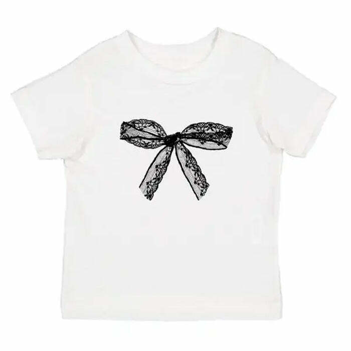 Coquette Bow Graphic Crop Top - Y2K Aesthetic Cute Top for Stylish Looks