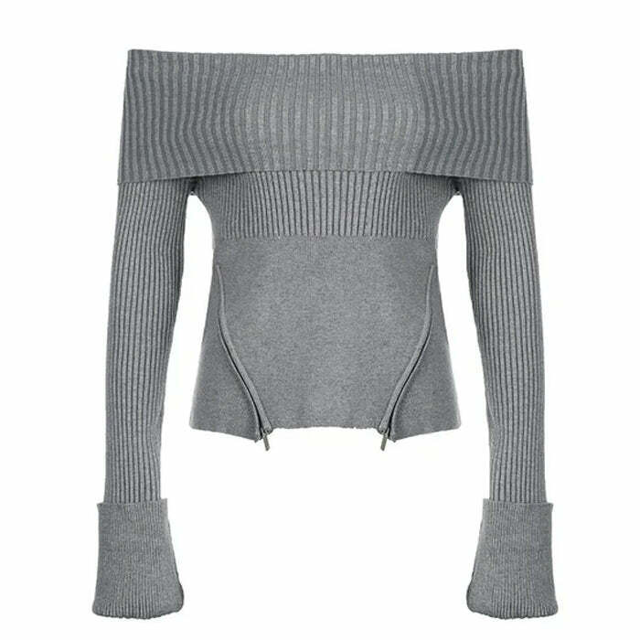 Coquette Grunge Off Shoulder Knit Sweater for Y2K Aesthetic Lovers