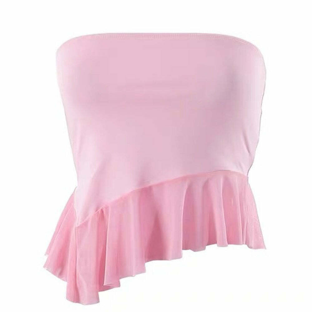 Coquette Ruffle Tube Top - Y2K Aesthetic Cute Top for Stylish Outfits