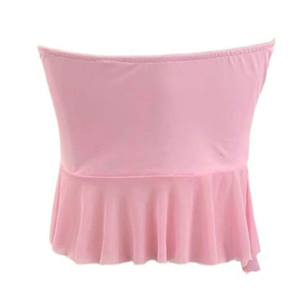 Coquette Ruffle Tube Top - Y2K Aesthetic Cute Top for Stylish Outfits