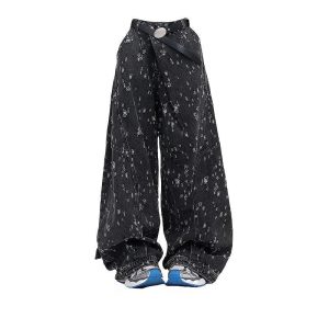 Cosmic Dust Y2K Wide-Leg Jeans for Grunge and Coquette Aesthetic Styles