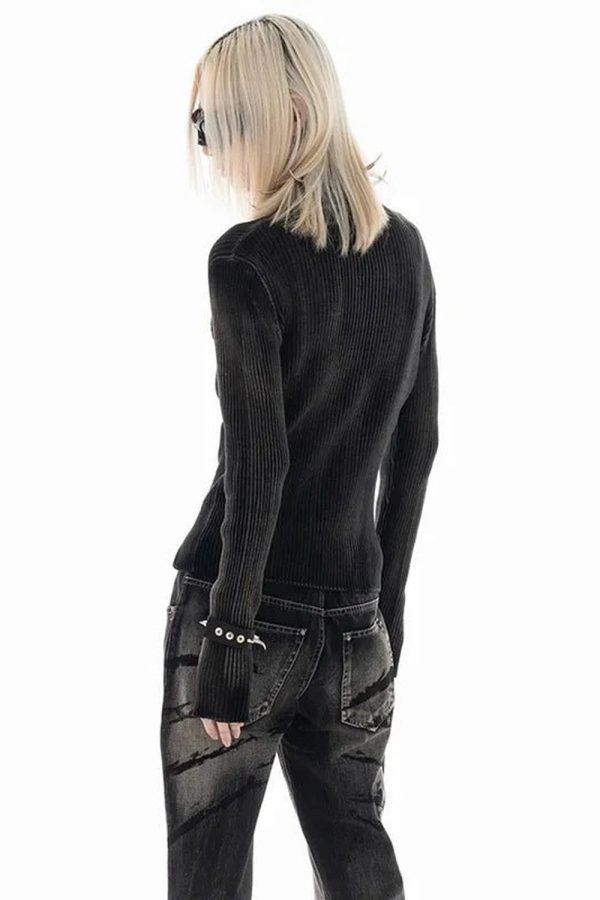 Cosmic Grunge Star Sweater: Y2K Aesthetic with a Touch of Coquette Style