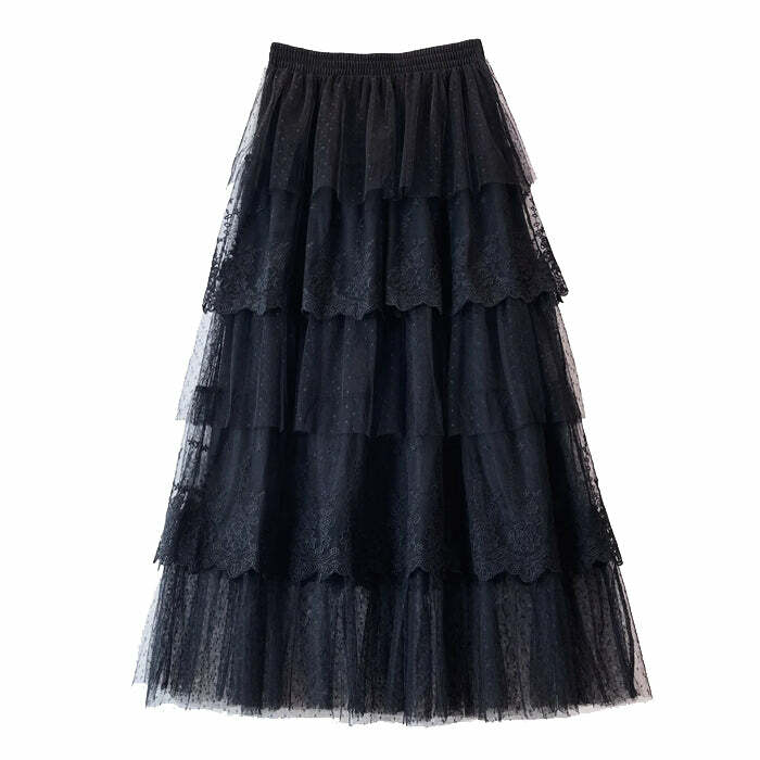 Cottagecore Lace Long Skirt - Embrace Y2K Aesthetic & Boho Vibes