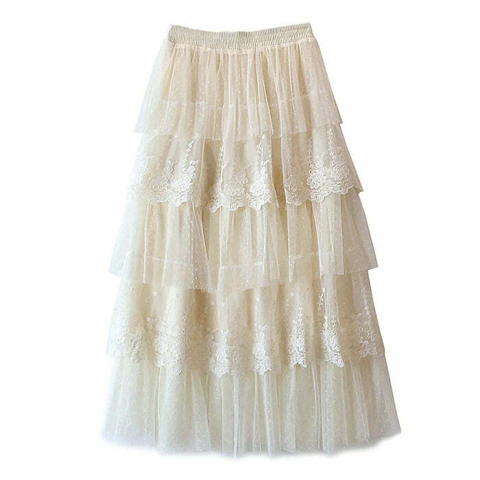 Cottagecore Lace Long Skirt - Embrace Y2K Aesthetic & Boho Vibes