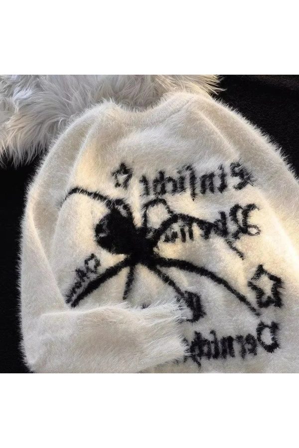 Cozy Arachnid Dreams Fuzzy Sweater for Y2K Aesthetic Lovers