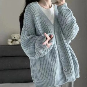 Cozy Blush Chunky Cardigan for Y2K Aesthetic and Fall Fashion