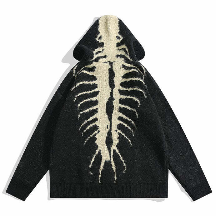 Cozy Centipede Knit Hoodie for Y2K Aesthetic and Grunge Style Lovers