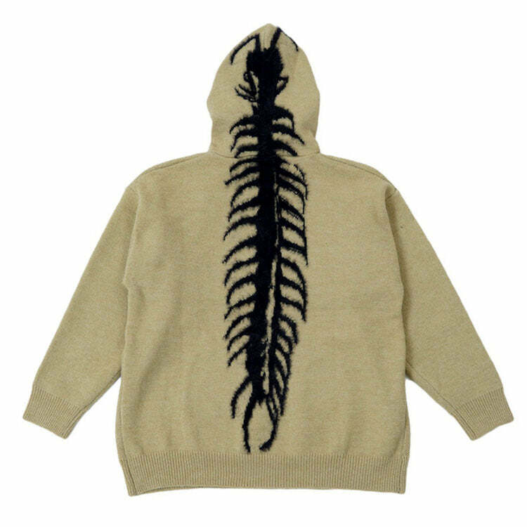 Cozy Centipede Knit Hoodie for Y2K Aesthetic and Grunge Style Lovers