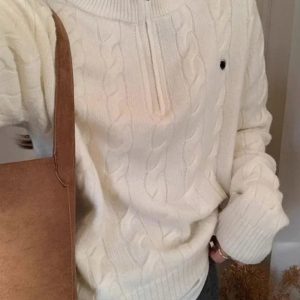 Cozy Classic Cable Knit Zip Sweater for Y2K and Grunge Aesthetic Lovers