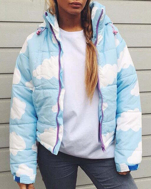 Cozy Cloud Padded Jacket for Y2K Aesthetic and Grunge Style Lovers