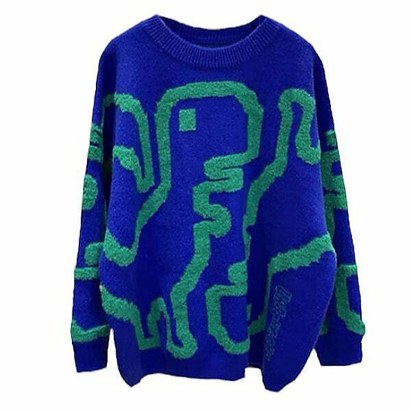 Cozy Dinosaur Fuzzy Sweater for Y2K Aesthetic and Cute Outfits