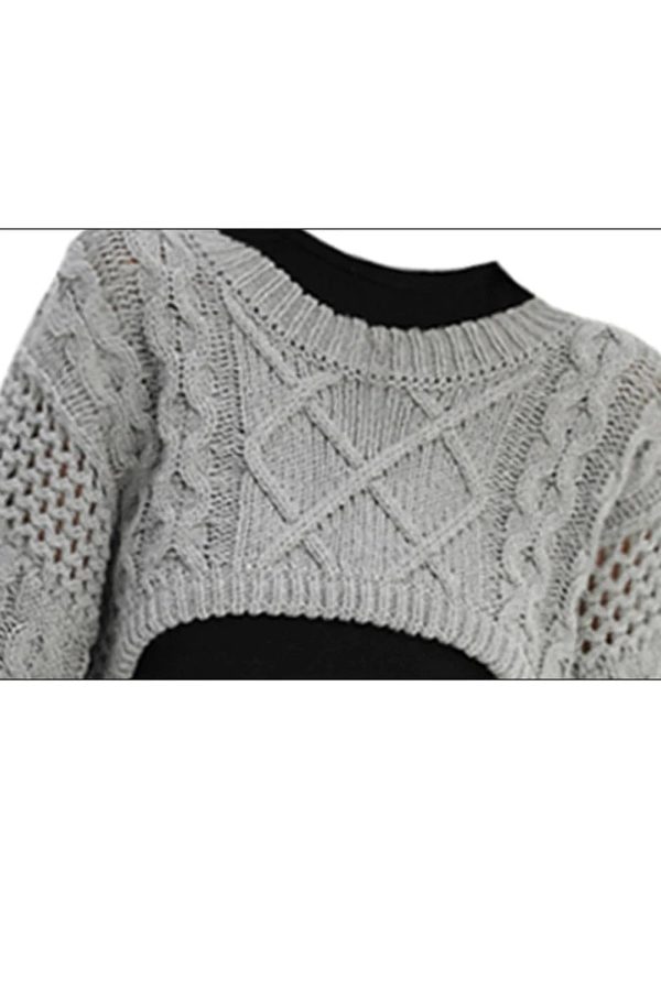 Cozy Fall Cable Knit Bolero Sweater for Y2K and Coquette Aesthetic