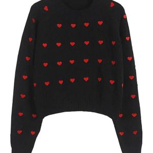 Cozy Fall Heartfelt Cuddle Knit Sweater for Y2K Aesthetic Lovers