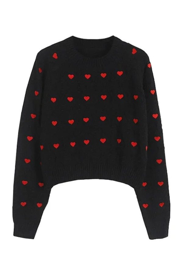 Cozy Fall Heartfelt Cuddle Knit Sweater for Y2K Aesthetic Lovers