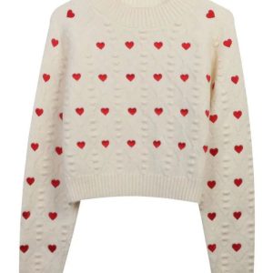 Cozy Fall Heartfelt Cuddle Knit Sweater for Y2K Aesthetic Lovers