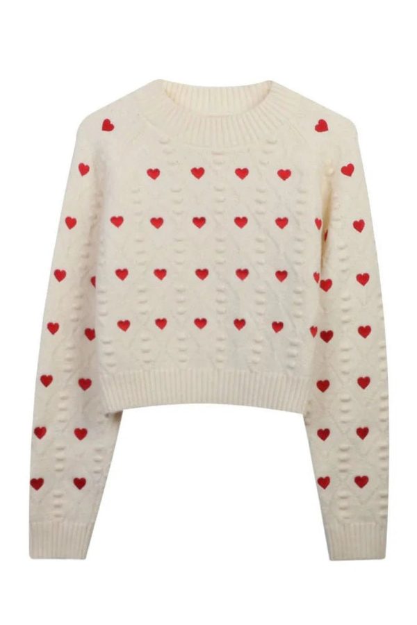 Cozy Fall Heartfelt Cuddle Knit Sweater for Y2K Aesthetic Lovers