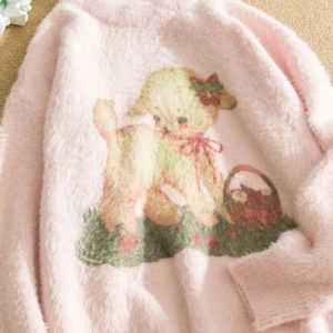 Cozy Fall Lamb Dream Fleece Sweater for Y2K Aesthetic Lovers