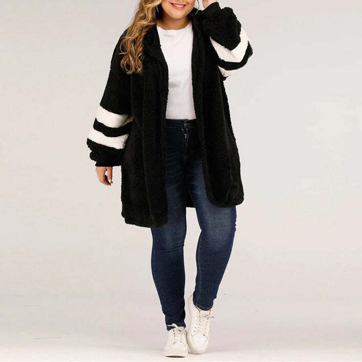 Cozy Faux Fur Jacket for Y2K Fashion & Grunge Aesthetic Outfits