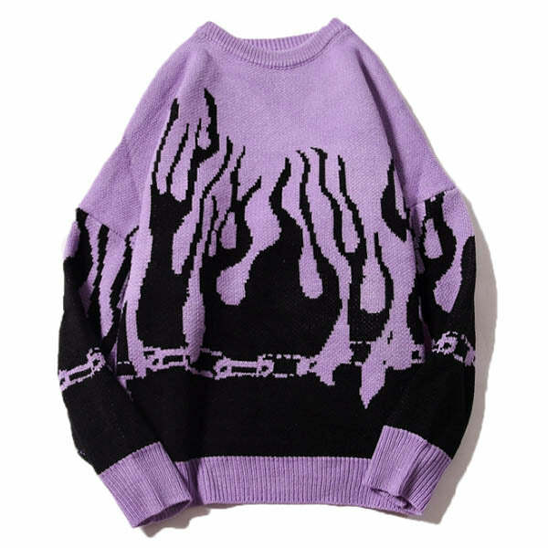 Cozy Flamin' Sweater in Y2K Style for Aesthetic Outfits