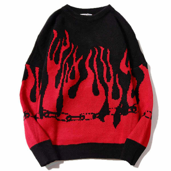 Cozy Flamin' Sweater in Y2K Style for Aesthetic Outfits