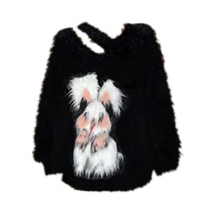 Cozy Fluffy Bunny Fleece Sweater for Y2K Aesthetic and Cute Outfits