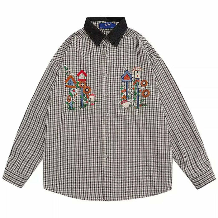 Cozy Grandma's House Long Sleeve Shirt in Y2K Aesthetic Style