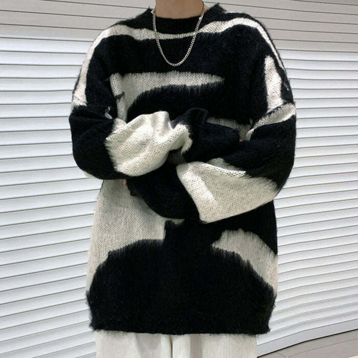 Cozy Grunge Aesthetic Fuzzy Sweater for Y2K Style Lovers