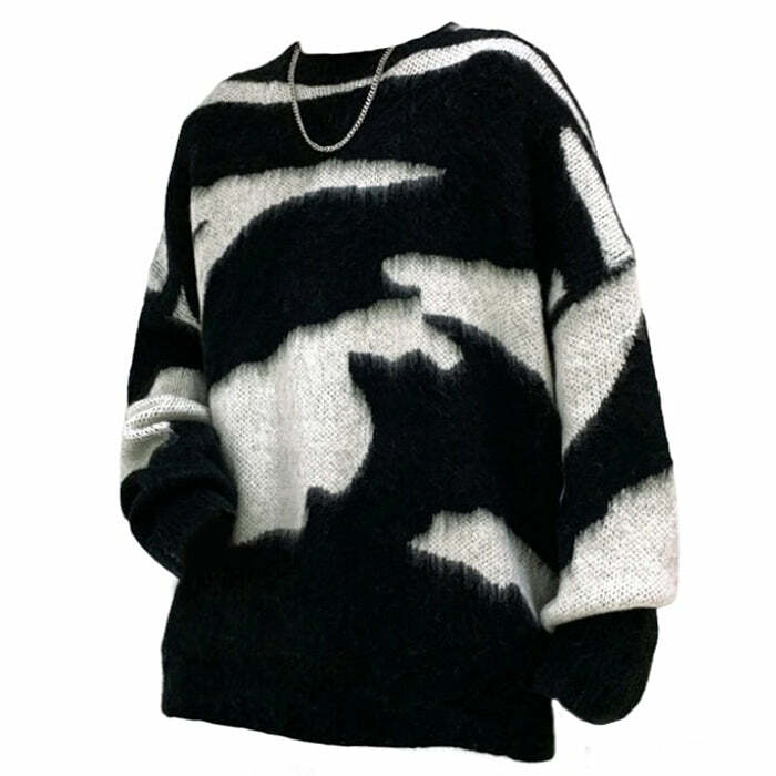 Cozy Grunge Aesthetic Fuzzy Sweater for Y2K Style Lovers