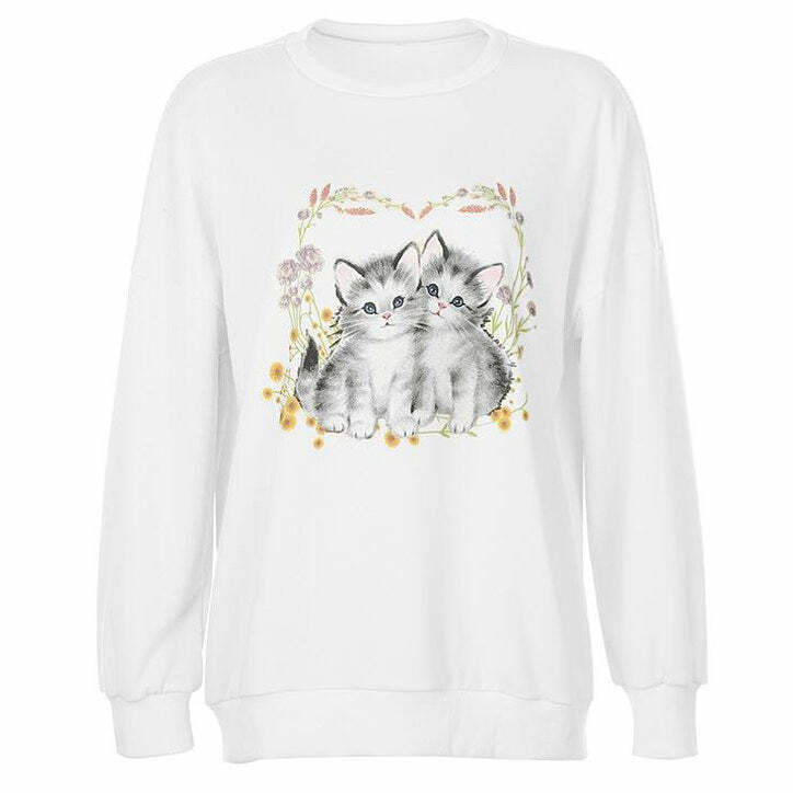 Cozy Hello Kitty Sweatshirt - Y2K Aesthetic Cute Hoodie for Trendy Looks