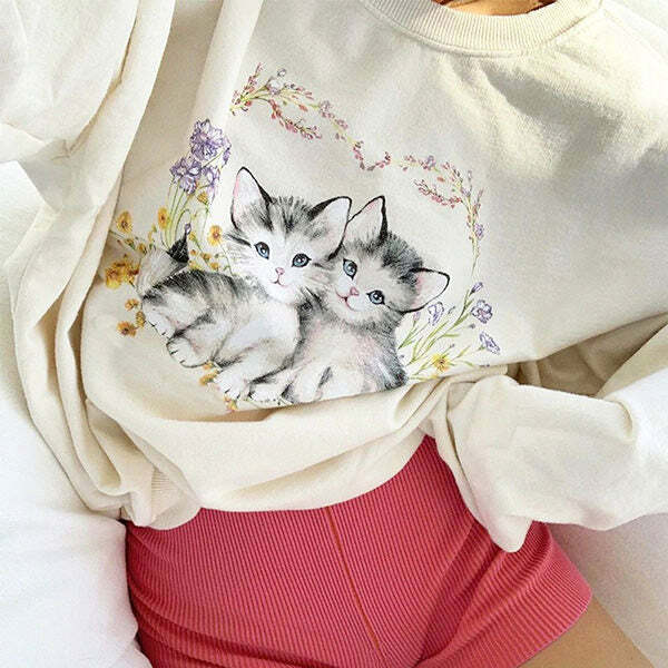 Cozy Hello Kitty Sweatshirt - Y2K Aesthetic Cute Hoodie for Trendy Looks