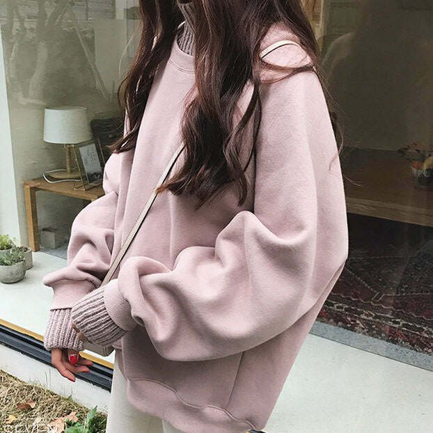 Cozy High Neck Sweatshirt in Y2K Style for Aesthetic Outfits