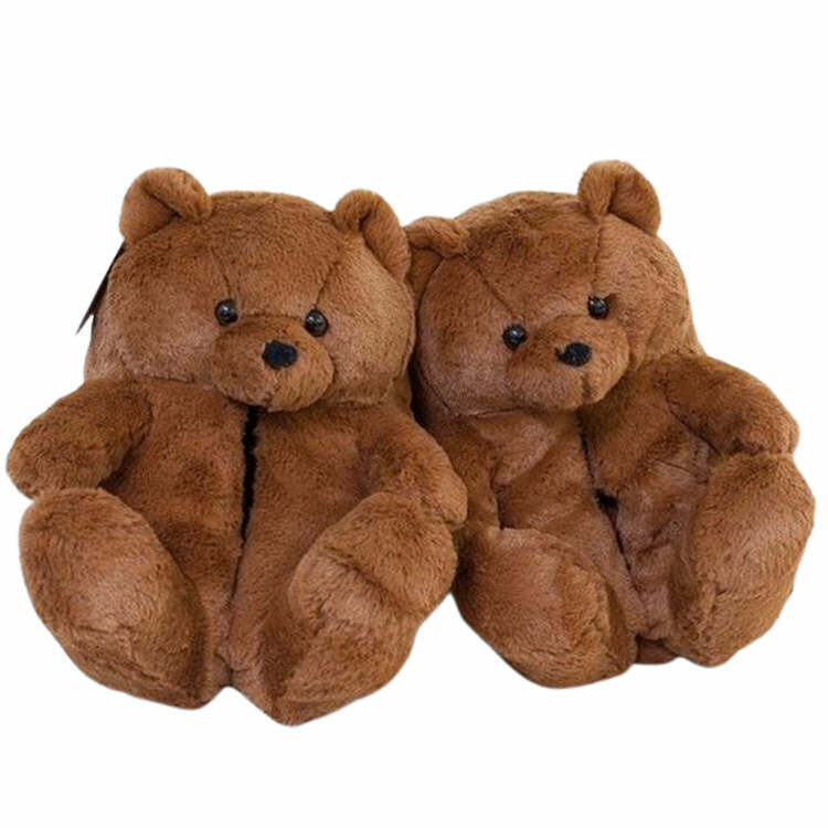 Cozy Hugging Teddy Bear Slippers for Y2K Aesthetic and Cute Outfits