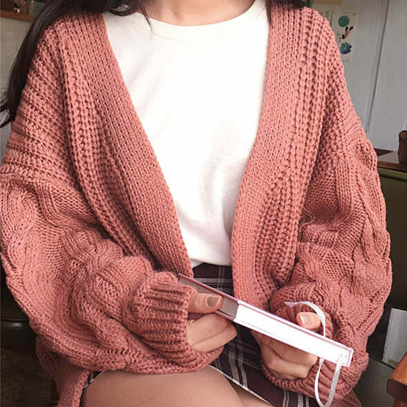 Cozy Hygge Cardigan for Y2K Aesthetic & Grunge Style Outfits