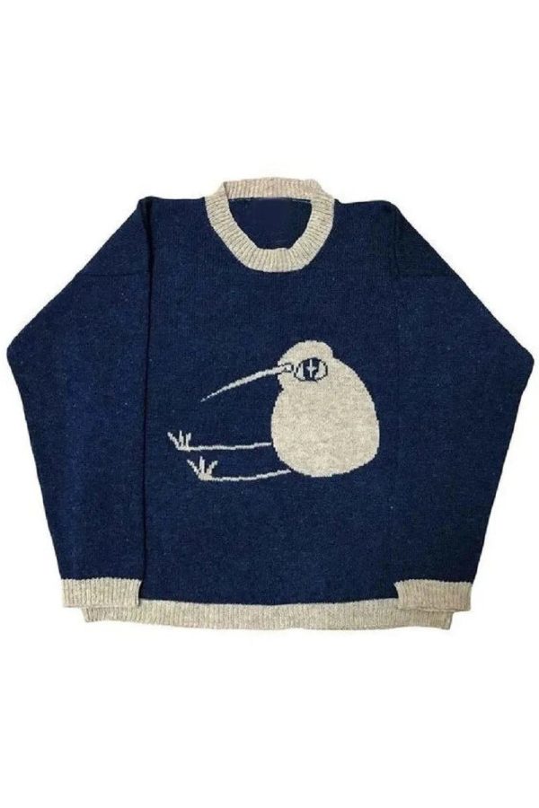 Cozy Kiwi Bird Sweater in Y2K Style for Cute Aesthetic Outfits