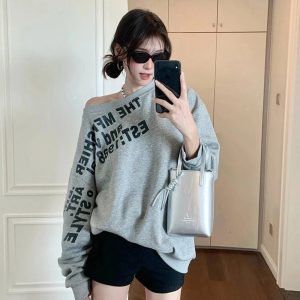 Cozy Off-Shoulder Y2K Sweater for a Chic Fall Aesthetic