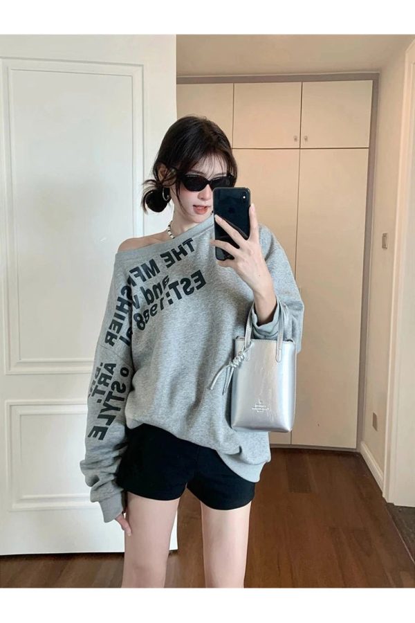 Cozy Off-Shoulder Y2K Sweater for a Chic Fall Aesthetic