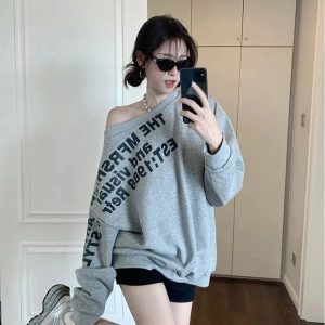 Cozy Off-Shoulder Y2K Sweater for a Chic Fall Aesthetic