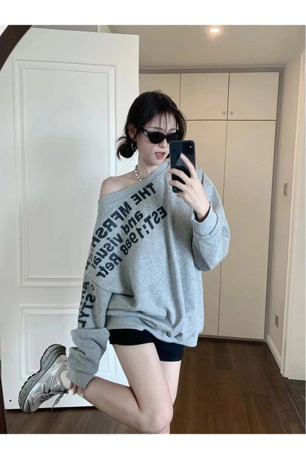 Cozy Off-Shoulder Y2K Sweater for a Chic Fall Aesthetic