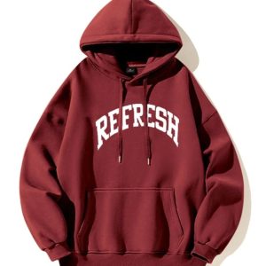 Cozy Oversized Maroon Graphic Hoodie for Y2K Aesthetic Lovers