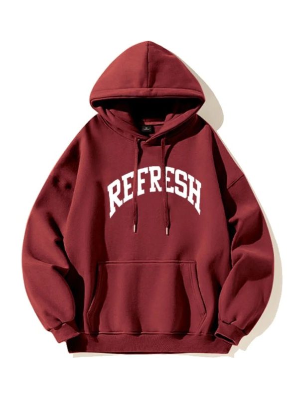 Cozy Oversized Maroon Graphic Hoodie for Y2K Aesthetic Lovers